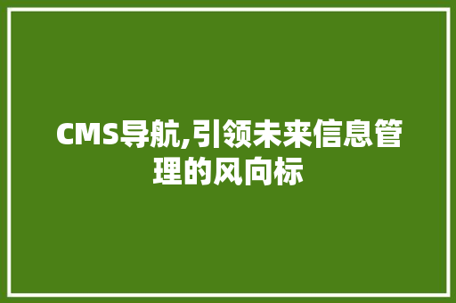 CMS导航,引领未来信息管理的风向标