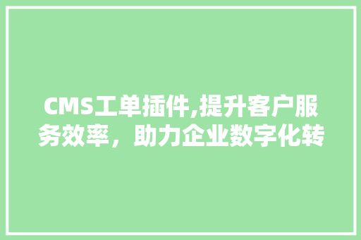 CMS工单插件,提升客户服务效率，助力企业数字化转型 神马SEO