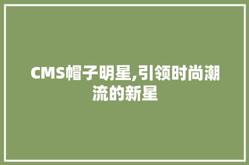 CMS帽子明星,引领时尚潮流的新星
