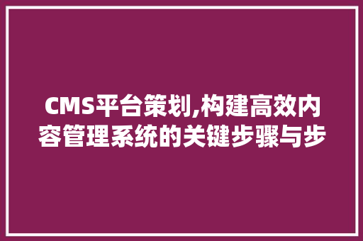 CMS平台策划,构建高效内容管理系统的关键步骤与步骤 网站建设公司