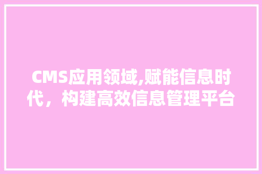CMS应用领域,赋能信息时代，构建高效信息管理平台 神马SEO