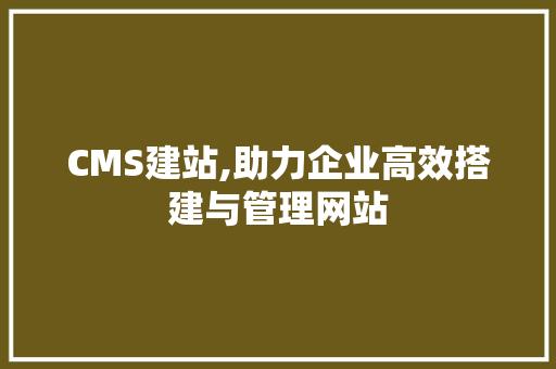 CMS建站,助力企业高效搭建与管理网站 神马SEO