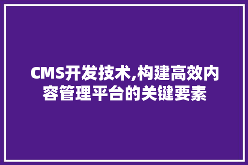 CMS开发技术,构建高效内容管理平台的关键要素 网站建设公司