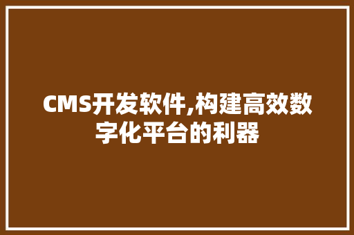 CMS开发软件,构建高效数字化平台的利器 百度SEO