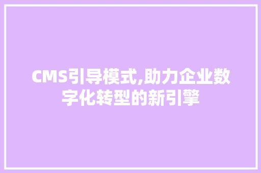 CMS引导模式,助力企业数字化转型的新引擎 必应SEO
