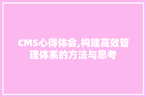 CMS心得体会,构建高效管理体系的方法与思考 必应SEO