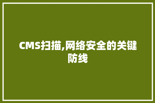 CMS扫描,网络安全的关键防线 搜狗SEO