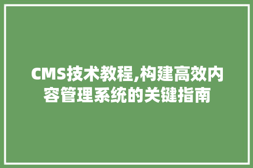 CMS技术教程,构建高效内容管理系统的关键指南 搜狗SEO
