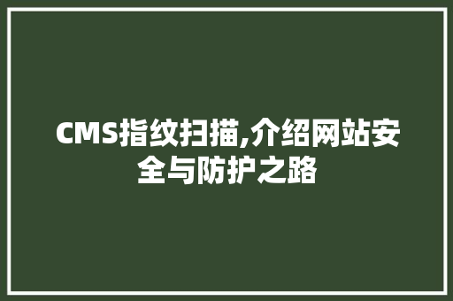 CMS指纹扫描,介绍网站安全与防护之路
