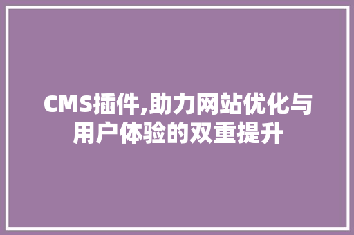 CMS插件,助力网站优化与用户体验的双重提升 SEO关键词