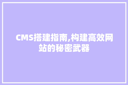 CMS搭建指南,构建高效网站的秘密武器 搜狗SEO