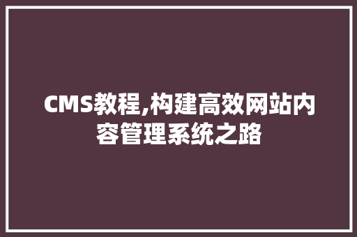 CMS教程,构建高效网站内容管理系统之路