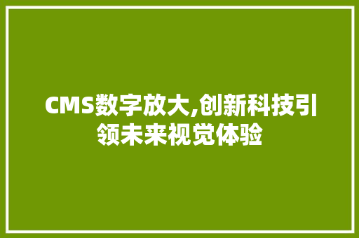 CMS数字放大,创新科技引领未来视觉体验 网站建设公司