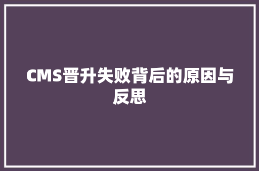 CMS晋升失败背后的原因与反思 百度SEO