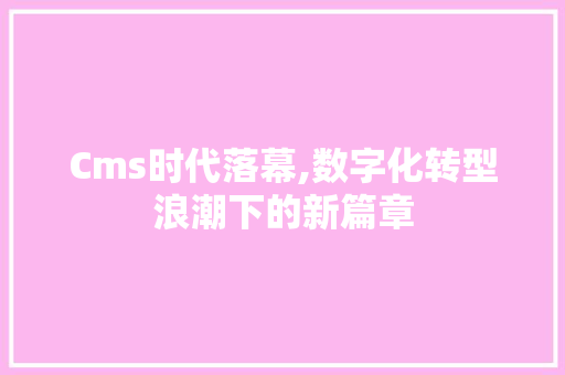 Cms时代落幕,数字化转型浪潮下的新篇章 SEO关键词