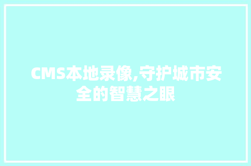 CMS本地录像,守护城市安全的智慧之眼 必应SEO