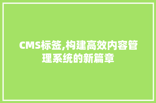 CMS标签,构建高效内容管理系统的新篇章 SEO关键词 CMS标签,构建高效内容管理系统的新篇章 SEO关键词