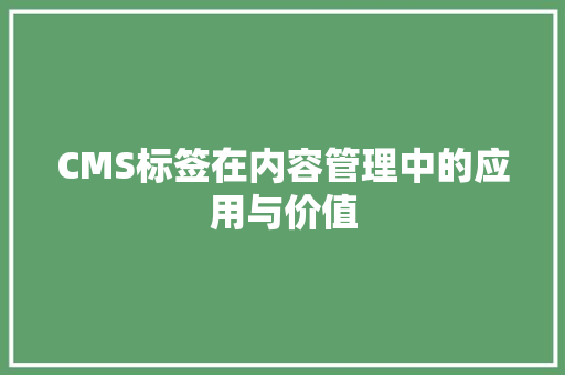 CMS标签在内容管理中的应用与价值