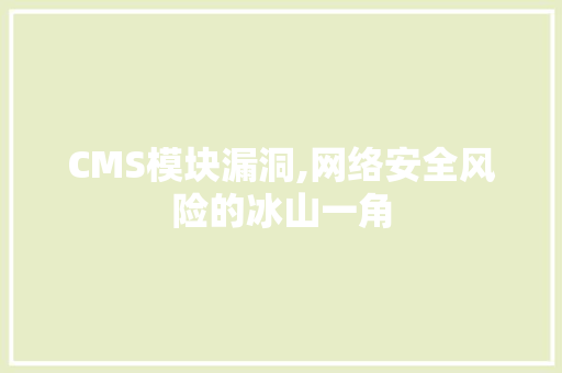 CMS模块漏洞,网络安全风险的冰山一角
