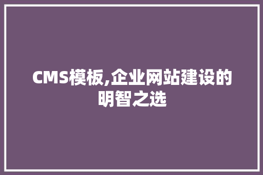 CMS模板,企业网站建设的明智之选 百度SEO