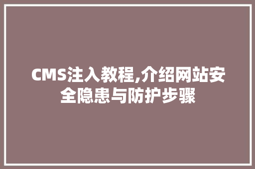CMS注入教程,介绍网站安全隐患与防护步骤 网站建设公司