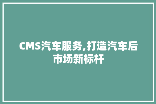CMS汽车服务,打造汽车后市场新标杆 必应SEO