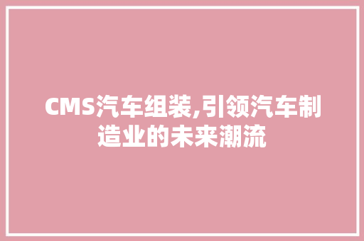 CMS汽车组装,引领汽车制造业的未来潮流 必应SEO