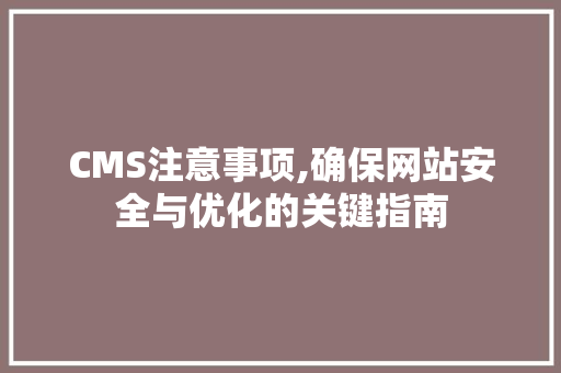 CMS注意事项,确保网站安全与优化的关键指南 网站建设公司