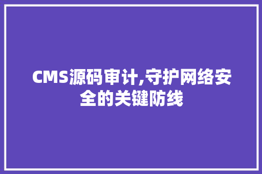 CMS源码审计,守护网络安全的关键防线 百度SEO