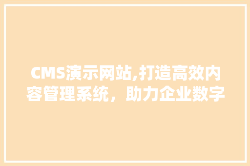 CMS演示网站,打造高效内容管理系统，助力企业数字化转型 网站建设公司