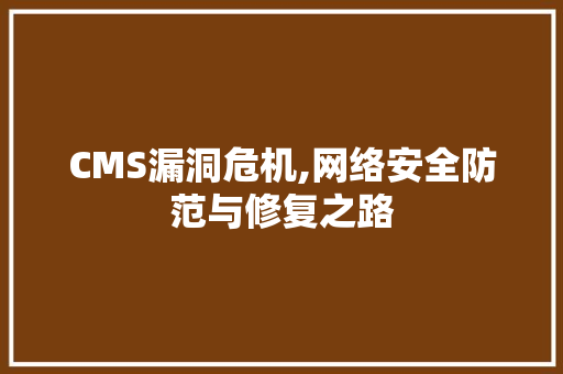 CMS漏洞危机,网络安全防范与修复之路 搜狗SEO