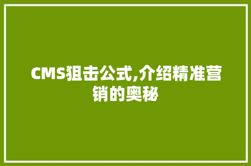 CMS狙击公式,介绍精准营销的奥秘 百度SEO