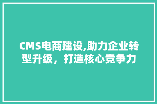 CMS电商建设,助力企业转型升级，打造核心竞争力 搜狗SEO