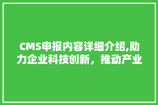 CMS申报内容详细介绍,助力企业科技创新，推动产业升级 百度SEO
