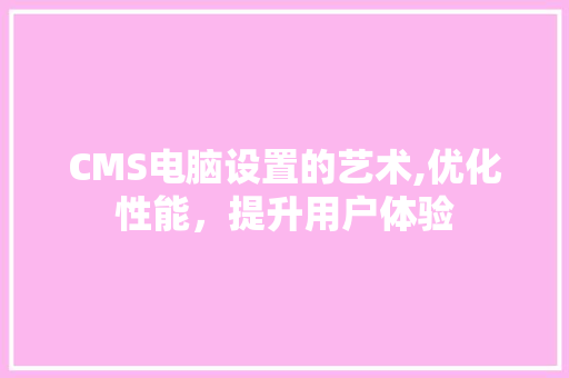 CMS电脑设置的艺术,优化性能，提升用户体验 网站建设公司