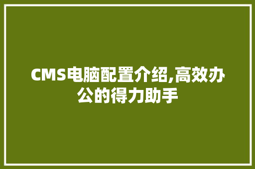 CMS电脑配置介绍,高效办公的得力助手 网站建设公司