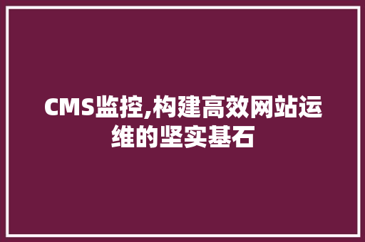 CMS监控,构建高效网站运维的坚实基石