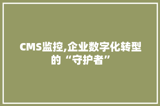 CMS监控,企业数字化转型的“守护者”