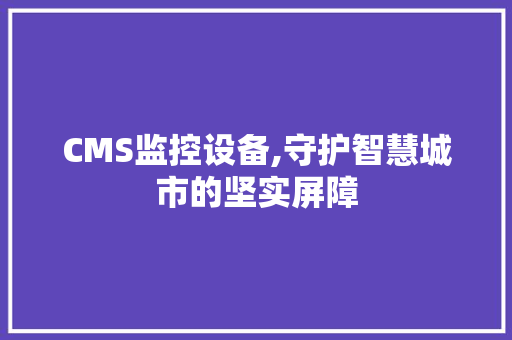 CMS监控设备,守护智慧城市的坚实屏障 SEO关键词