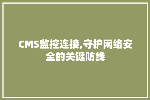 CMS监控连接,守护网络安全的关键防线 神马SEO