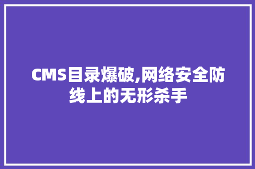 CMS目录爆破,网络安全防线上的无形杀手