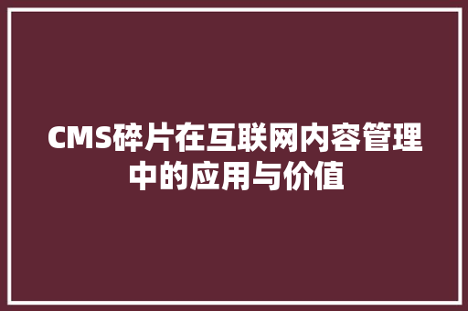 CMS碎片在互联网内容管理中的应用与价值