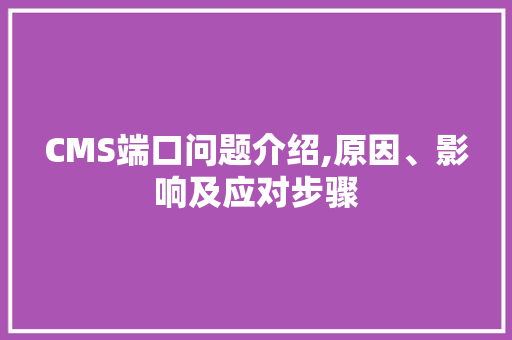 CMS端口问题介绍,原因、影响及应对步骤 神马SEO
