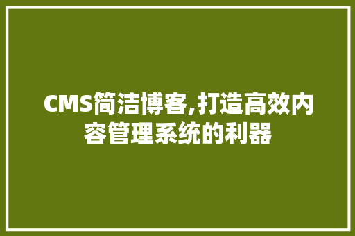 CMS简洁博客,打造高效内容管理系统的利器