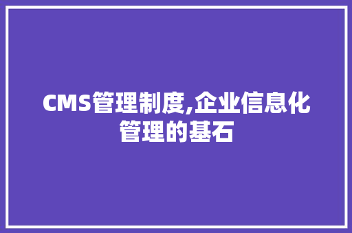 CMS管理制度,企业信息化管理的基石 百度SEO