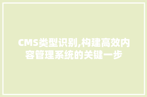 CMS类型识别,构建高效内容管理系统的关键一步 百度SEO
