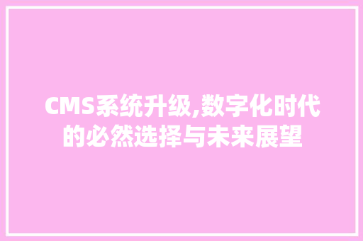 CMS系统升级,数字化时代的必然选择与未来展望 SEO关键词