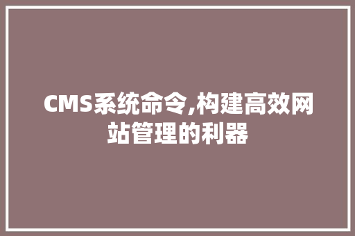 CMS系统命令,构建高效网站管理的利器 神马SEO