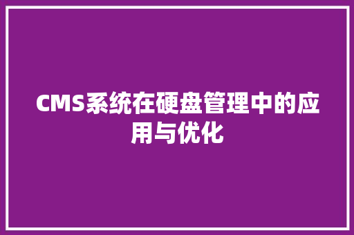 CMS系统在硬盘管理中的应用与优化 网站建设公司