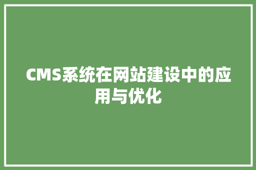 CMS系统在网站建设中的应用与优化 必应SEO
